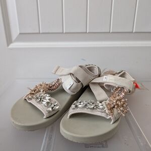 Embellished Sandals with Beaded Straps